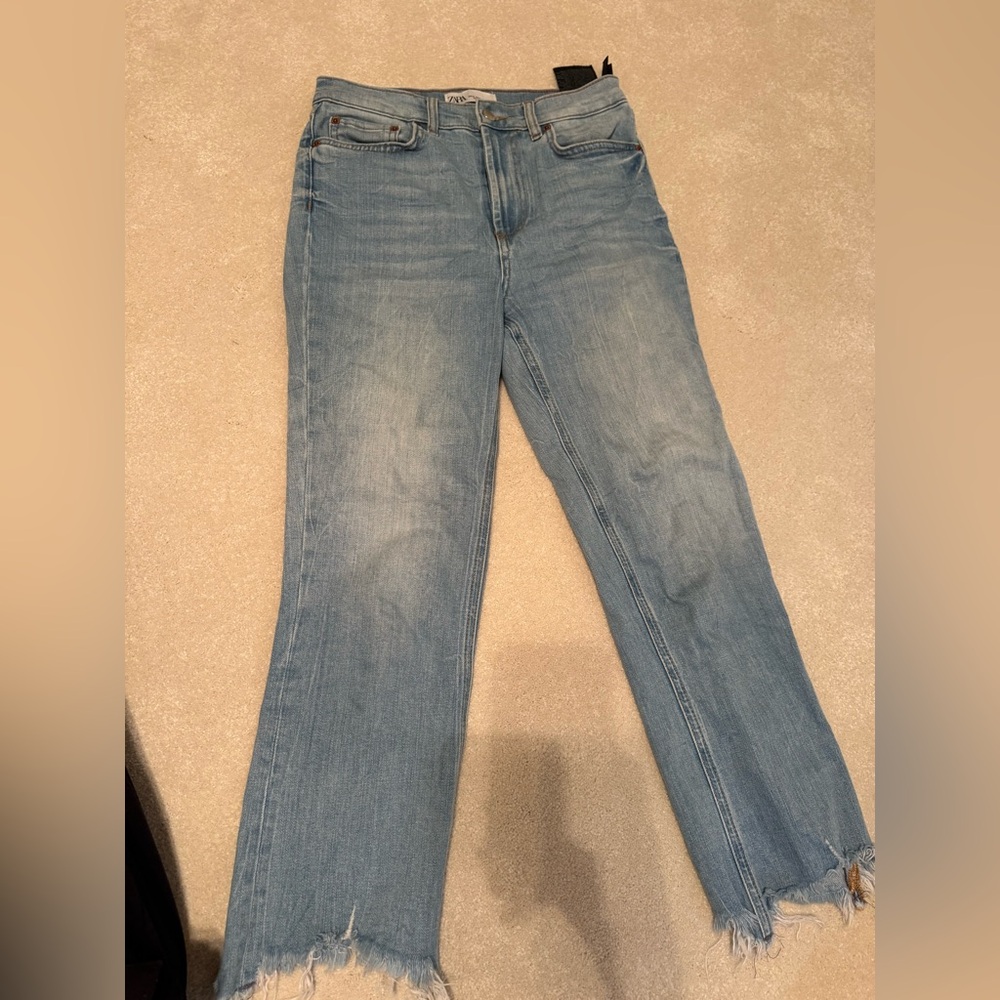 Zara Light Blue Denim Flare Jeans